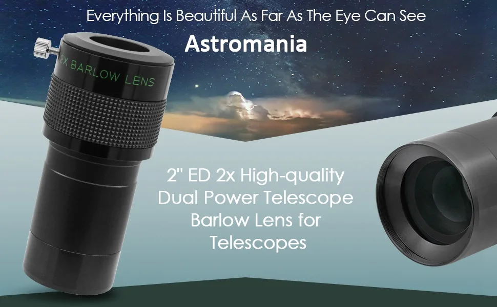 Astromania 2" ED 2X Dual Power Telescope Barlow Lens for Telescopes 2" ED 2x High-quality Dual Power - product information 1