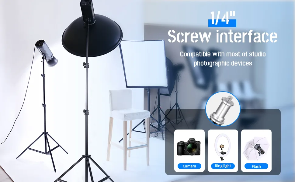 Neewer 6.23 Feet/190CM Aluminum Light Tripod Stands For Studio Kits, Photography Lights, Softboxes(Black,2 Pack) - product information 5