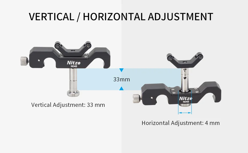 Nitze 15mm Universal Lens Support with Rolling Y-Bracket and 1/4, 3/8and M3 Height Extension Posts - N04B - Lens Support N04B - 4