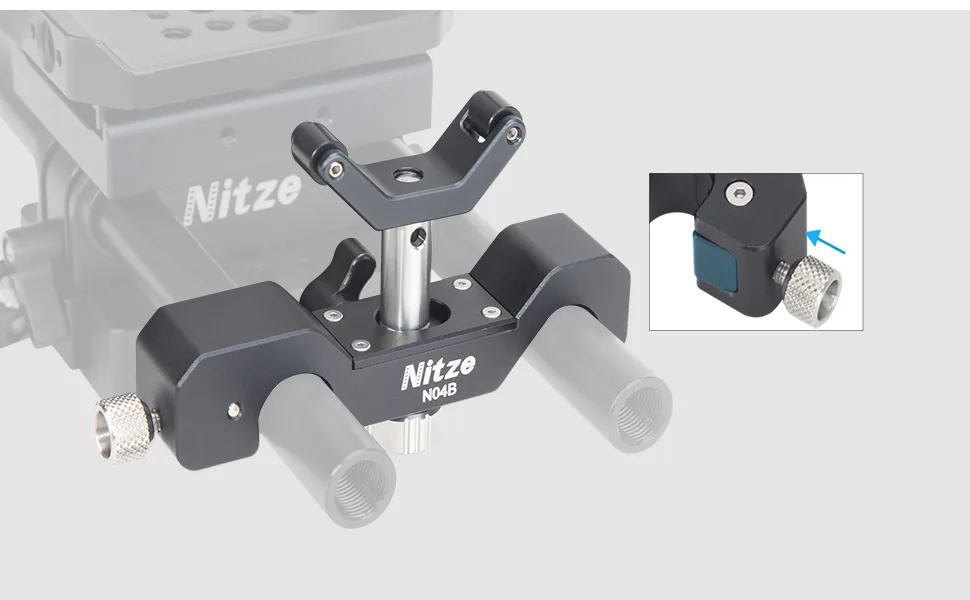 Nitze 15mm Universal Lens Support with Rolling Y-Bracket and 1/4, 3/8and M3 Height Extension Posts - N04B - Lens Support N04B -6
