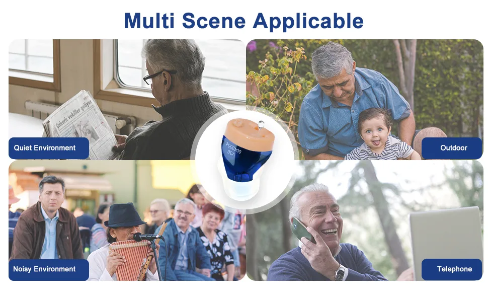IncenSonic Advanced Digital Rechargeable Hearing Aids for Seniors Adults with Noise Cancelling, Mini ITC Hearing Devices with Charging Case, White, Pair - Multi scene applicable