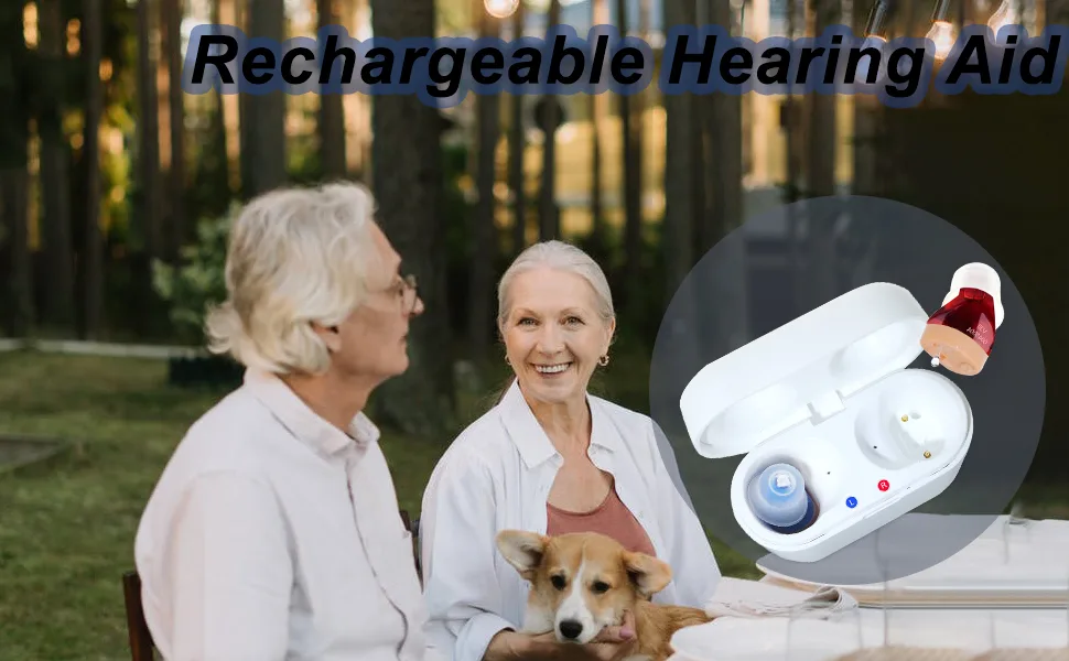 IncenSonic Advanced Digital Rechargeable Hearing Aids for Seniors Adults with Noise Cancelling, Mini ITC Hearing Devices with Charging Case, White, Pair - Rechargeable hearing aid