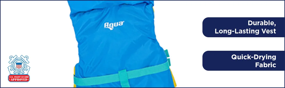 Aqua US Coast Guard-Approved Life Jacket, PFD with Comfortable Flex-Form-Fit Design, Infants/Kids/Youth Seafoam Blue  Infant - Infant Life Vests Call Outs