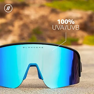 Blenders Eyewear SciFi  Polarized Sunglasses  Single-Lens with a Flat-Top Design  100% UV Protection  For Men & Women Dynasty Ice - Blenders