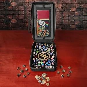 ENHANCE Tabletop Community DND Dice Case and Dice Rolling Tray - Dice Holder and Storage for up to 500 RPG Dice with Rugged Protective Design, Soft Interior, and Organizer Pockets (500 Dice Capacity) - Massive Dice Hoarding Storage Capacity for up to 500 Dice