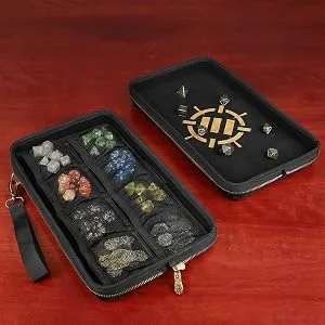 ENHANCE Tabletop Community DND Dice Case and Dice Rolling Tray - Dice Holder and Storage for up to 500 RPG Dice with Rugged Protective Design, Soft Interior, and Organizer Pockets (500 Dice Capacity) - XL Dice Rolling Tray and Organizer 2-in-1