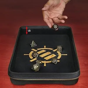 ENHANCE Tabletop Community DND Dice Case and Dice Rolling Tray - Dice Holder and Storage for up to 500 RPG Dice with Rugged Protective Design, Soft Interior, and Organizer Pockets (500 Dice Capacity) - XL Long Community Dice Rolling Tray Battlefield