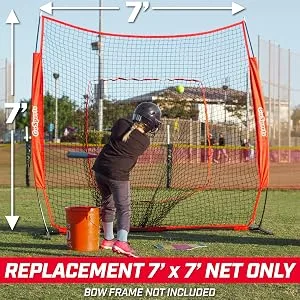 GoSports Replacement 7 ft x 7 ft Baseball / Softball Net - Compatible with GoSports Brand 7 ft x 7 ft Baseball Net - Bow Type Frame Not Included - baseball replacement net