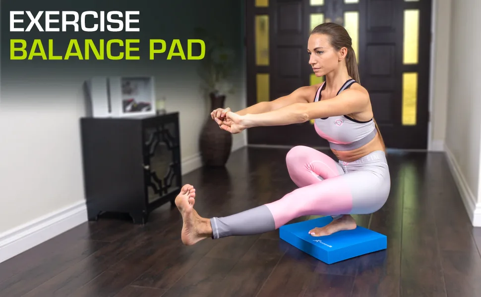 ProsourceFit Exercise Balance Pad Blue - XL - (18.75" x 15") - exercise equipment yoga mat thick balance board at home workout foam eva beam calf stretcher
