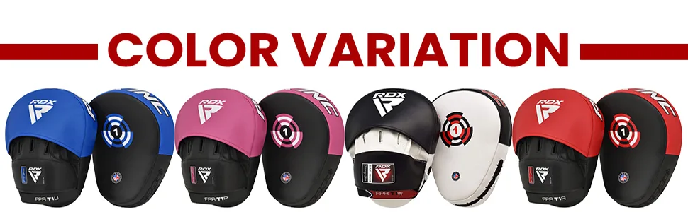 RDX Boxing Pads Focus Mitts, Maya Hide Leather Curved Hook and Jab Target Hand Pads, Great for MMA, Kickboxing, Martial Arts, Muay Thai, Karate Training, Padded Punching, Coaching Strike Shield Red - RDX Boxing Pads