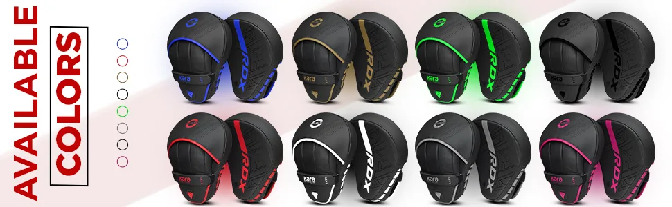 RDX Boxing Pads Curved Focus Mitts, Maya Hide Leather Kara Hook and jab Training Pads, Adjustable Strap Ventilated, MMA Muay Thai Kickboxing Coaching Martial Arts Punching Hand Target Strike Shield Black - RDX Boxing Pads Curved Focus Mitts