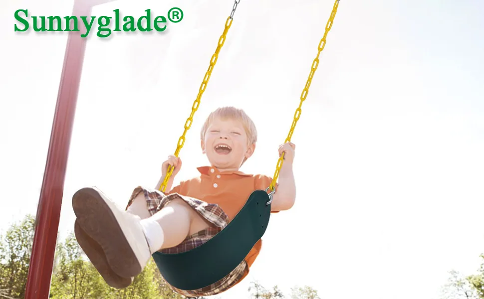 Sunnyglade 2PCS Swings Seats Heavy Duty with 66" Chain, Playground Swing Set Accessories Replacement with Snap Hooks, Support 250lb (Green) - product information 1
