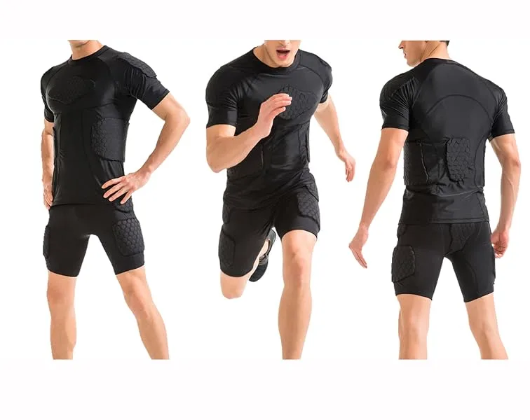 TUOY Padded Compression Shorts 5-Pads Football Girdle Hip Thigh Protector Adult Sizes Medium Black - product information 2