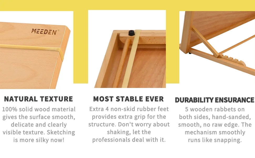 Portable & Adjustable Wood Sketching Board - ATWORTH Wood Desktop Easel Tabletop Easel, 18" x 14" - product information 6