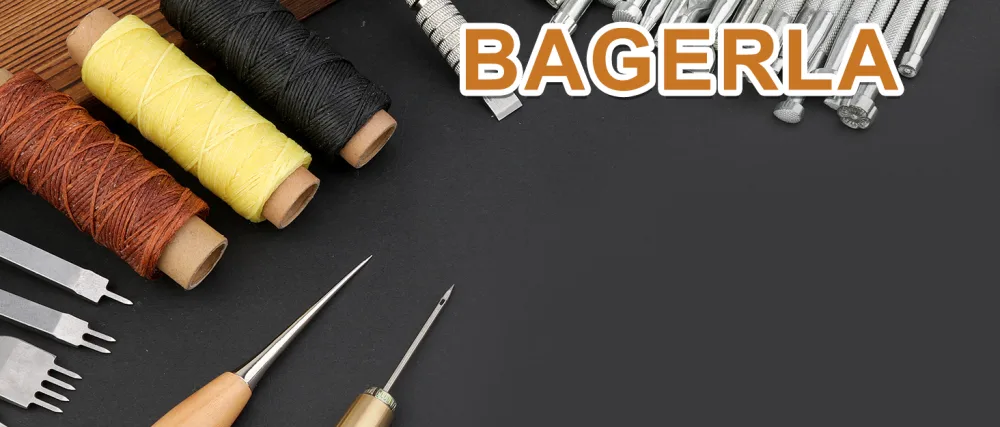 50 Pieces Leather Working Tools and Supplies with Leather Tool Box Prong Punch Edge Beveler Wax Ropes Needles Perfect for Stitching Punching Cutting Sewing Leather Craft Making - Leather Handmade