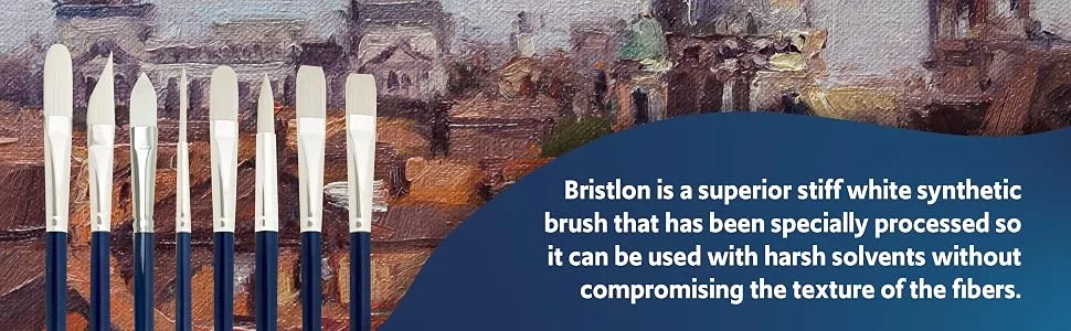 Silver Brush Limited BR-1940 Bristlon Versatile Variety Set, Set of 4, Round, Flat, Bright, and Filbert Brushes All in Size 6, Long Handle - Module 2