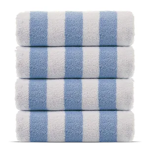 Chakir Turkish Linens Premium Quality 100% Cotton Turkish Cabana Thick Stripe Pool Beach Towels 4-Pack (Light Blue, 30x60 Inch) 4 Pack Light Blue - pool towel