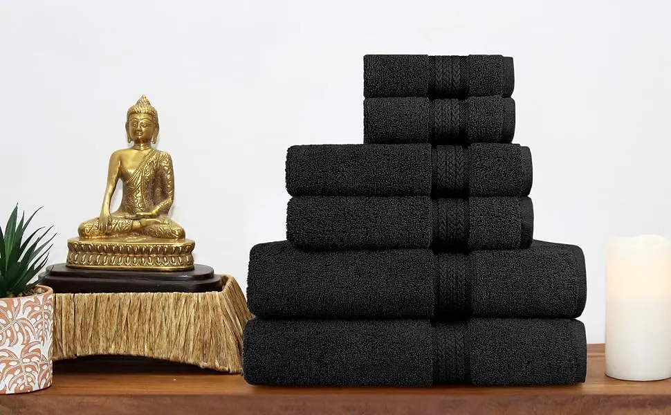 COTTON CRAFT Ultra Soft Oversized Bath Towels - 4 Pack Extra Large Bath Towel Set - 30x54 - Absorbent Everyday Luxury Hotel Spa Gym Shower Beach Pool Camp Travel Dorm - 100% Cotton - Easy Care - Black 4 Pack Bath Towels Black - towels