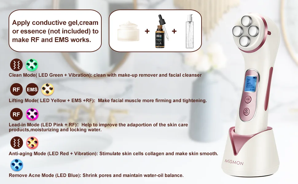 High Frequency Facial Machine, 5 in 1 Facial Massager Microcurrent Recharable Facial Frequency Wand - product information 2
