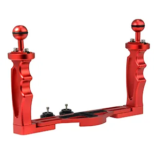 Dual Handle Underwater Camera Tray Extendable Aluminum Underwater Handle Tray Bracket with 2 Ball Handle, Video Light Stabilizer Tray for Camera Housing, Handle Grip Tray for Gopro Action Camera - product information 2