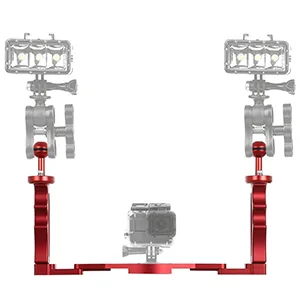 Dual Handle Underwater Camera Tray Extendable Aluminum Underwater Handle Tray Bracket with 2 Ball Handle, Video Light Stabilizer Tray for Camera Housing, Handle Grip Tray for Gopro Action Camera - product information 8
