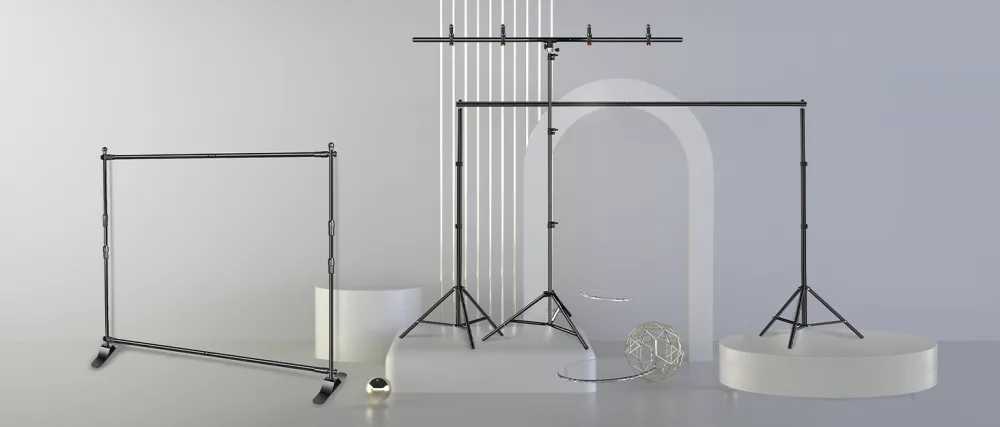 EMART T-Shape Portable Background Backdrop Support Stand Kit 5ft Wide 8.5ft Tall Adjustable Photo Backdrop Stand with 4 Spring Clamps 8.5ft Stand - backdrop stand