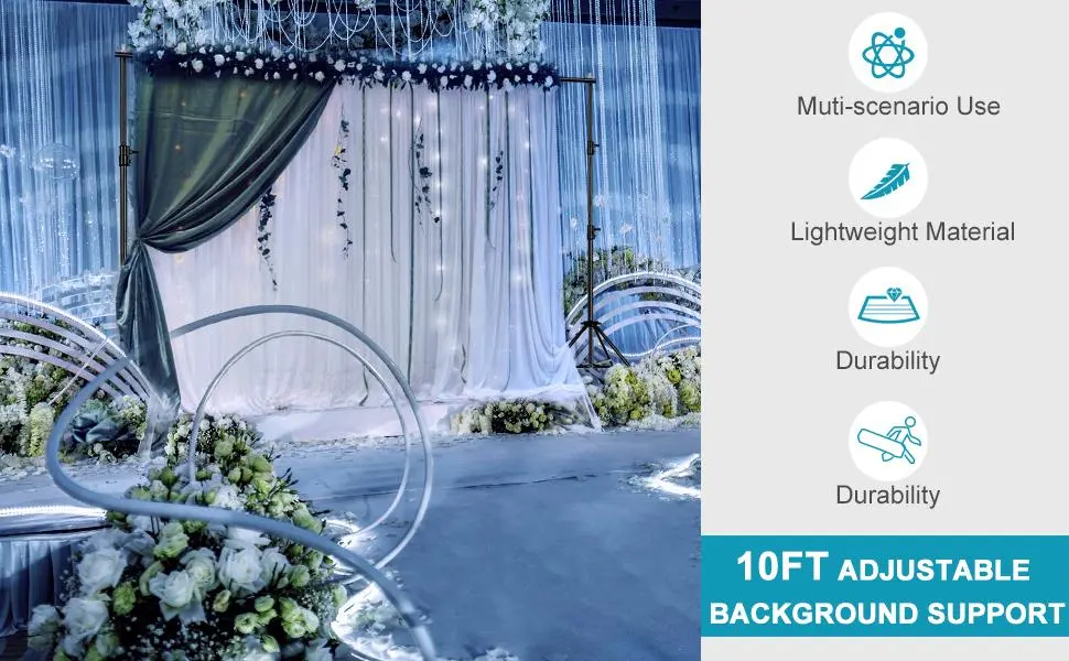 MsMk Photo Video Studio Backdrop Stand with 8 Spring & 4 Clips, 6.5ft x 10ft Adjustable Muslin Background Support System Kit with Sand Bag, Carry Bag for Photography Studio - stand kit