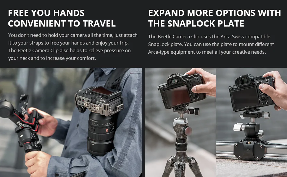PGYTECH Beetle Camera Clip with Plate Camera Quick Release System for Sony, Nikon, Fuji Backpack Camera Strap Mount - product information 3