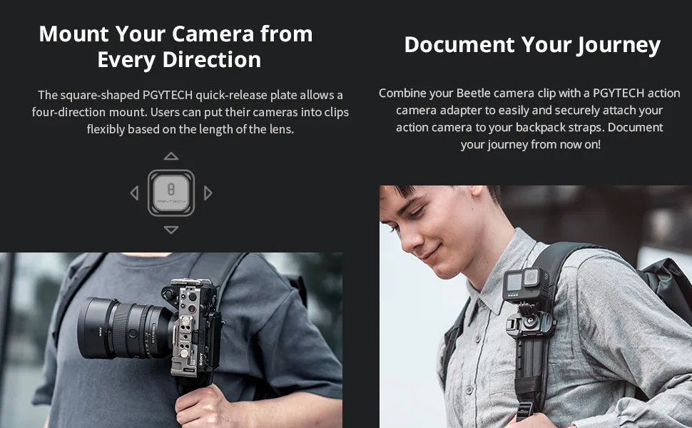 PGYTECH Beetle Camera Clip with Plate Camera Quick Release System for Sony, Nikon, Fuji Backpack Camera Strap Mount - product information 6