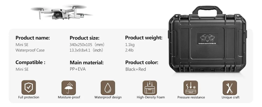 Tomat Mini SE Case Waterproof Hard Carrying Case for DJI Mini SE Fly More Combo Accessories - Tomat Waterproof Hard Case for DJI Mini SE Accessories