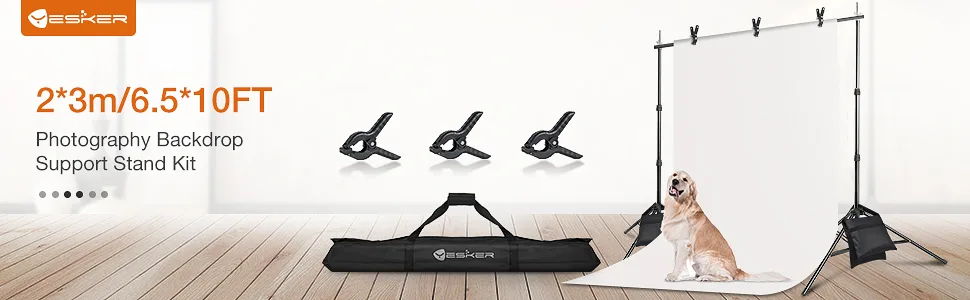 Yesker Photo Video Studio 10ft Adjustable Backdrop Stand, Background Support System Kit with Carry Bag for Photography Studio Parties Wedding 6.5x10ft - background stand