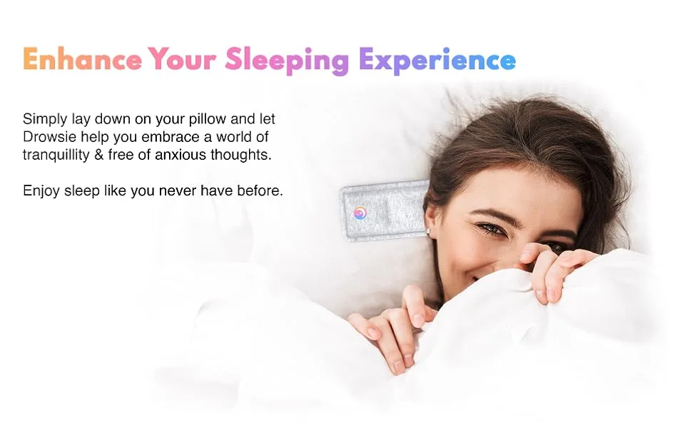 Drowsie Pillow Speaker Enjoy Going to Sleep & Wake Up Refreshed, Invigorated & Energized - Perfect for Sleeping Sounds, Meditation, Audiobooks from Apps Like: Calm, Headspace, Spotify, Audible - Flexi Grey - Drowsie Helps You Fall Asleep Quickly Fast In Minutes No More Anxious Thoughts
