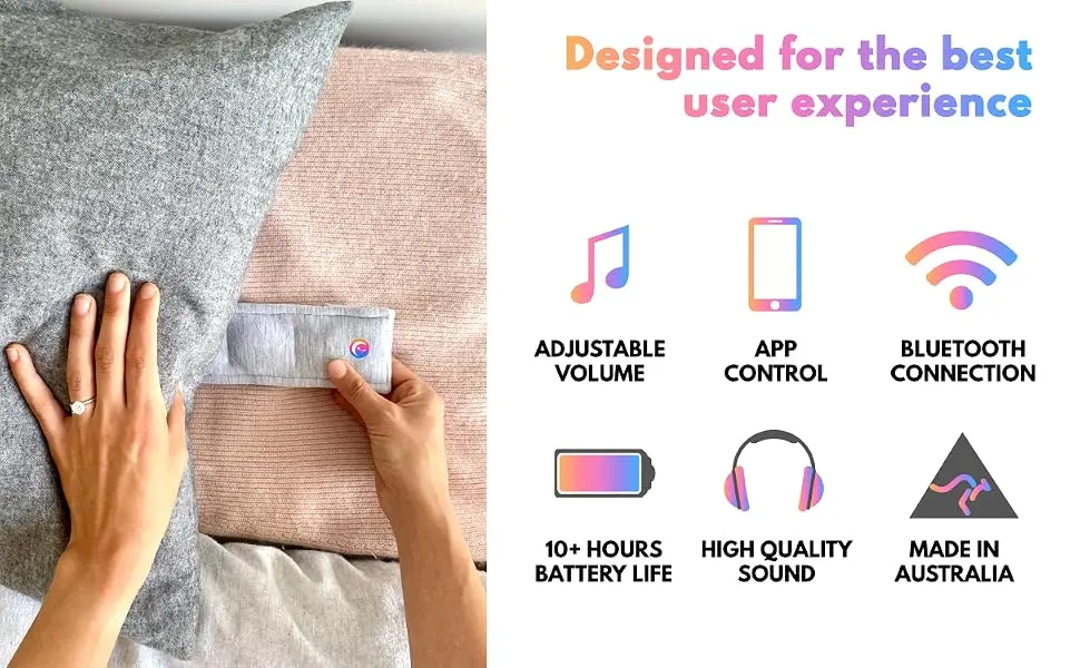 Drowsie Pillow Speaker Enjoy Going to Sleep & Wake Up Refreshed, Invigorated & Energized - Perfect for Sleeping Sounds, Meditation, Audiobooks from Apps Like: Calm, Headspace, Spotify, Audible - Flexi Grey - Drowsie Is Made In Australia To The Highest Standards Wireless Bluetooth Long Battery Life