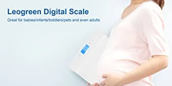 Leogreen Baby Scale, Multi-Function Digital Scale with Hold Function, 2 in 1 Toddler and Pet Scale, Blue Backlight, Height Track with Measuring Tape (Max: 59inch) and Weight (220lbs) - baby digital scale