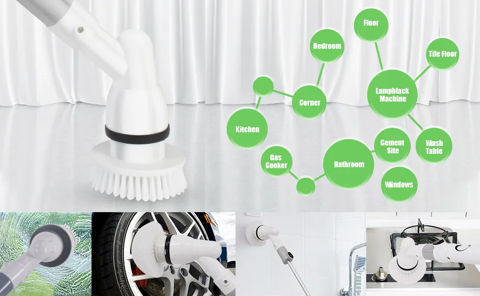 YOUKADA Power Spin Scrubber, Electric Spin Scrubber for Home and Kitchen, Super Cleaning Brush with 3 Brush Heads and 1 Extension Arm (Gray) - product information 13