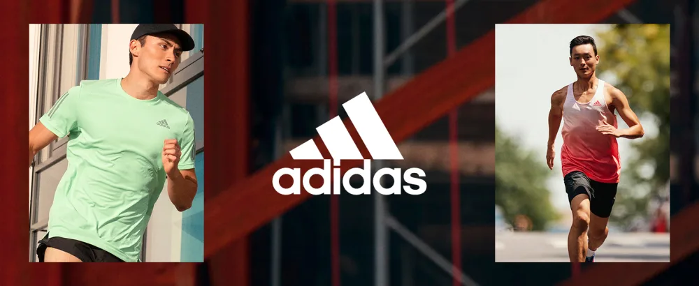 adidas Men's Own The Run Tights Large Black/Reflective Silver - Image collage with text next to male models wearing Adidas clothing