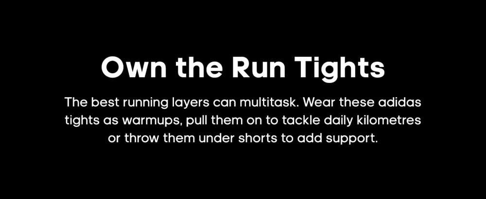adidas Men's Own The Run Tights Large Black/Reflective Silver - Text over a black background