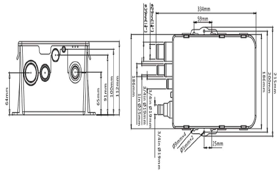 Amarine Made Boat Marine Shower Sump Pump Drain Kit System Shower Pump System 12v 750 GPH - Multi-port Inlet - Dimensions