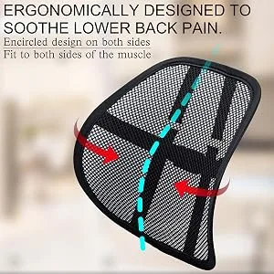 Bangled Lumbar Support, Car Lumbar Support with Double Breathable Mesh, Back Lumbar Support for Car and Office Chair (Black 2 Pack) - product information 5