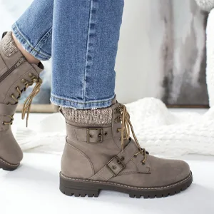 CLIFFS BY WHITE MOUNTAIN Shoes Kelsie Women's Lace-up Hiker Style Bootie Natural/Fabric 10 - Cliffs by White Mountain