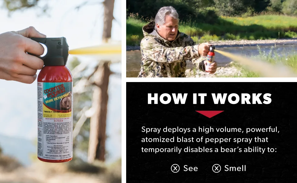 Counter Assault 10.2 Oz Bear Spray in Partial Blister - park spicy burning self defense black bear animal attack pepper spray concentrated capsaicin trail