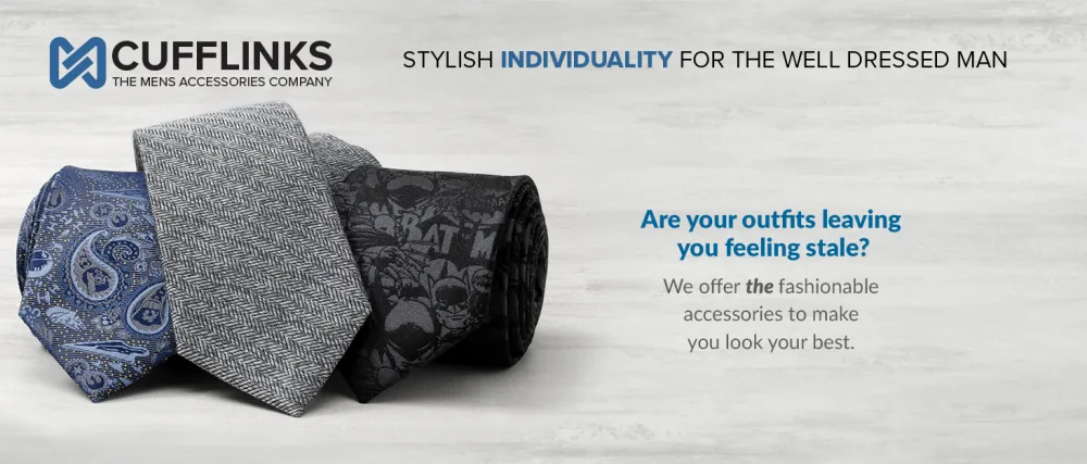 Cufflinks Inc. Greek Coffee Cufflinks - 3 ties on a grey marble table top