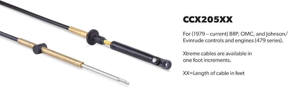 Dometic SeaStar Xtreme Control Cable, CCX205XX 9-Feet - Xtreme Control Cable SeaStar Solutions Teleflex CCX205 BRP OMC Johnson/Evinrude Cable 479 Series