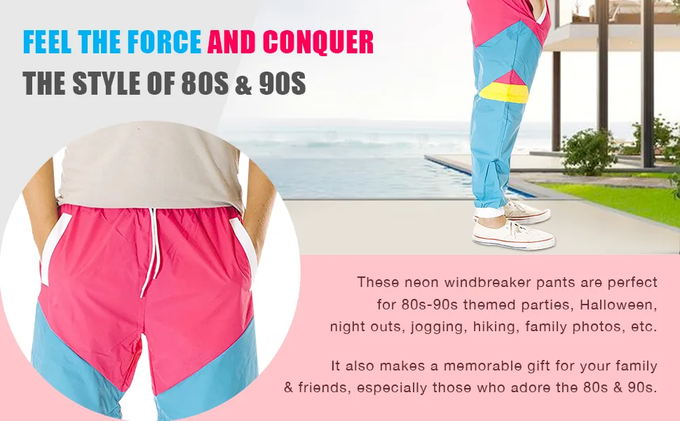 Funny Guy Mugs 80s & 90s Retro Neon Windbreaker Pants Large Like Totally Neon - product information 7
