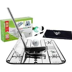 Premium Golf Alignment Mirror - All in One Value Pack Golf Putting Practice Aids to Improve All Aspects of Your Short Game - putting mirror