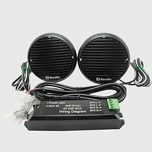 Herdio 3" inch Marine Bluetooth Speakers Boat Motorcycle Hot tub Stereo with Max Power 140 Watt (Black) - package includes
