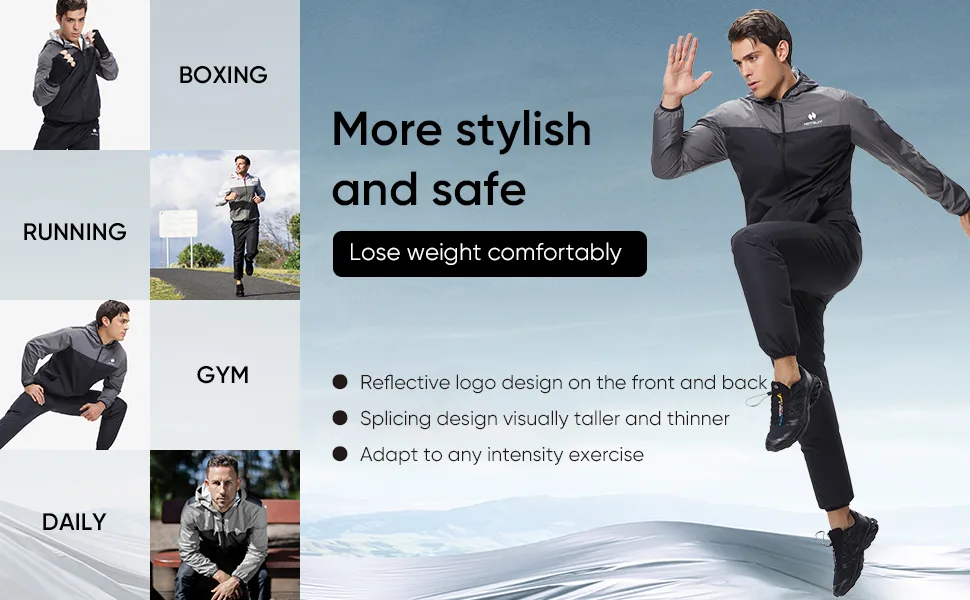 HOTSUIT Sauna Suit for Men Sweat Suits Gym Workout Exercise Sauna Jacket Pant Full Body Gray Jacket & Pants X-Large - 02new1