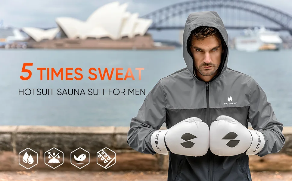 HOTSUIT Sauna Suit for Men Sweat Suits Gym Workout Exercise Sauna Jacket Pant Full Body Gray Jacket & Pants X-Large - product information 10