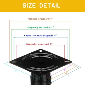 Adjustable Pedestal, Height Adjustable 11 -17  Inches, Black Powder Coated,For Boat Seat - product information 4