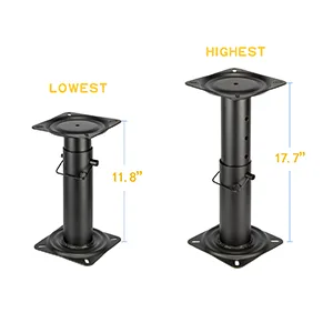Adjustable Pedestal, Height Adjustable 11 -17  Inches, Black Powder Coated,For Boat Seat - product information 5